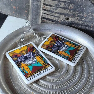 Mystical Tarot Card The Lovers Oracle Archetype Lightweight Earrings